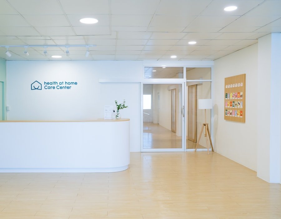 The calm reception area of a healthcare centre