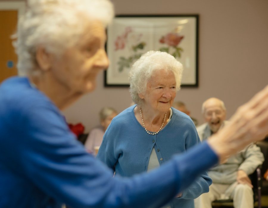 Residents taking part in a supported group activity